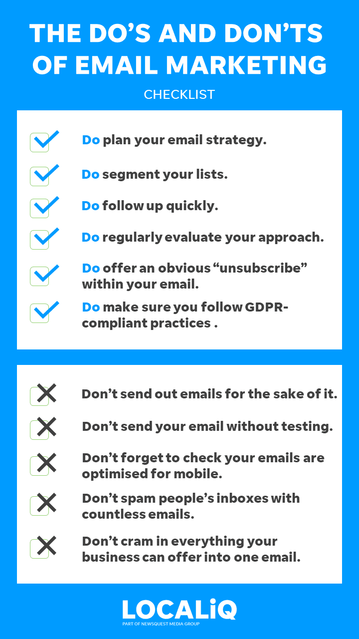 dos and dont checklist of email marketing