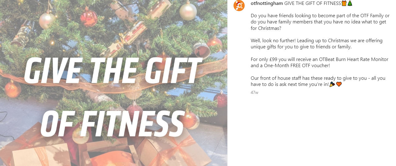 Give the gift of fitness promotion on Instagram