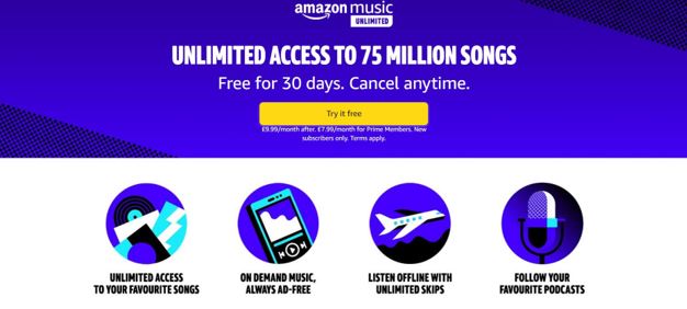 Amazon Music CTA Example.