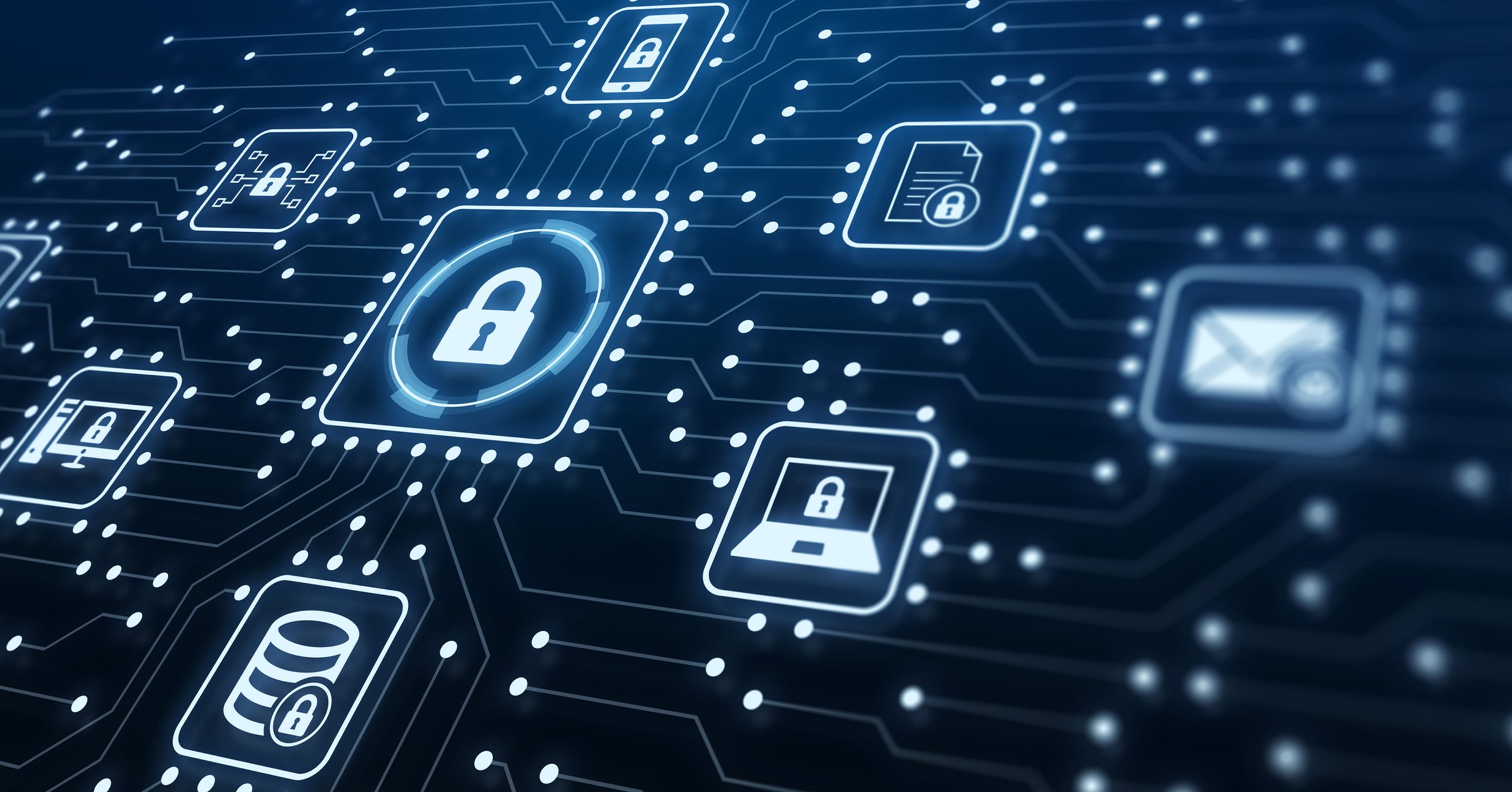 Data protection and cyber security on Internet server network.