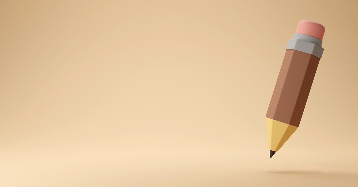 cream background with a picture of a pencil