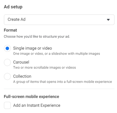 Facebook ad setup and ad formats