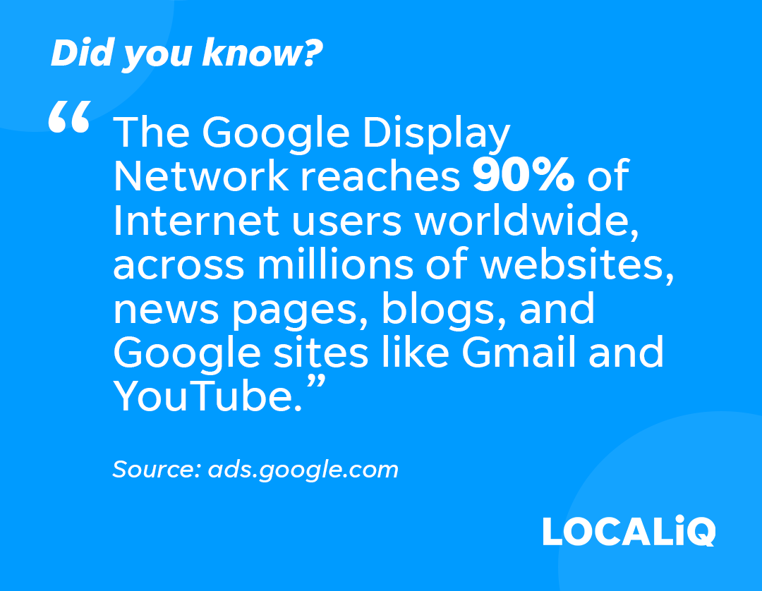 Google display network fact in white text on a blue background