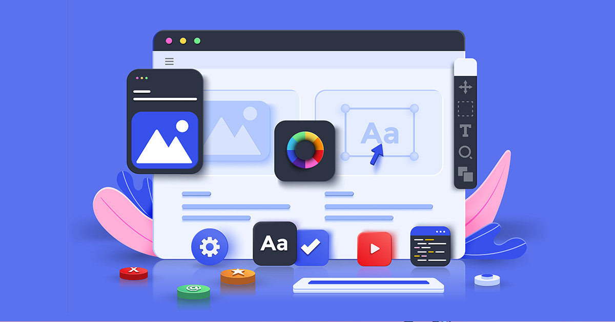 a graphic of a website being built