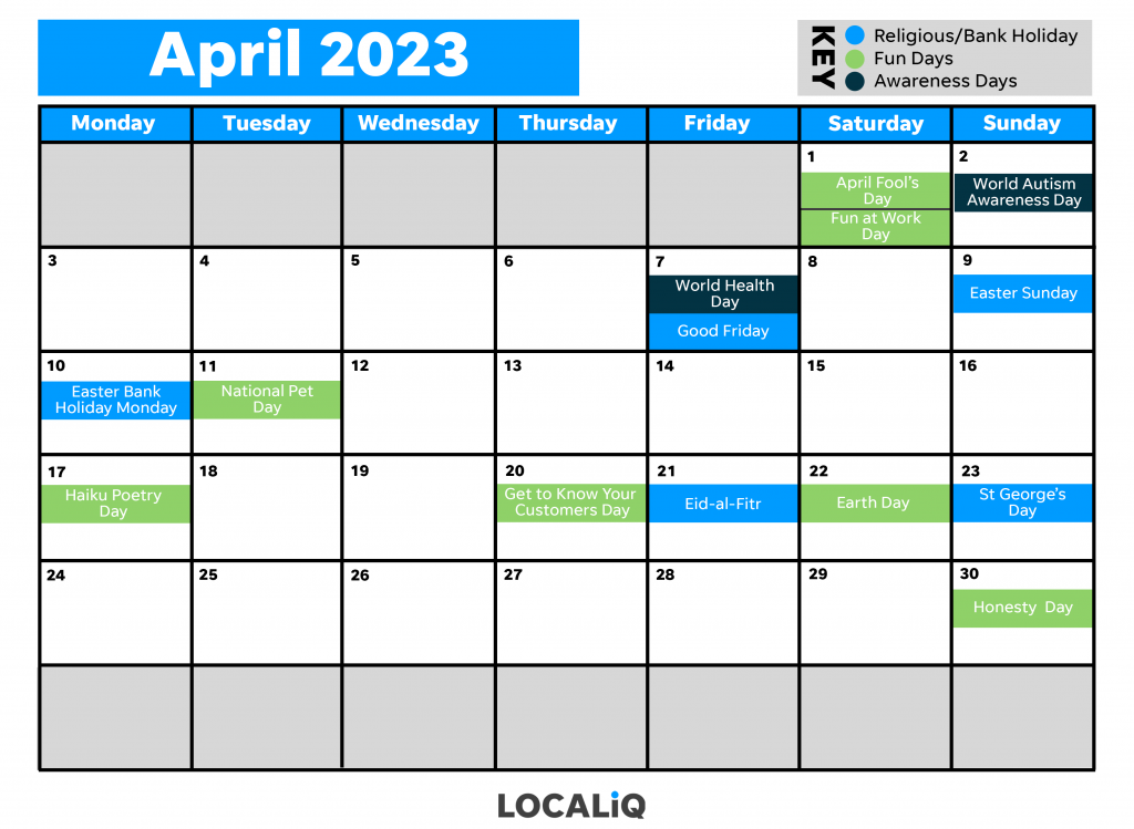 April social media calendar