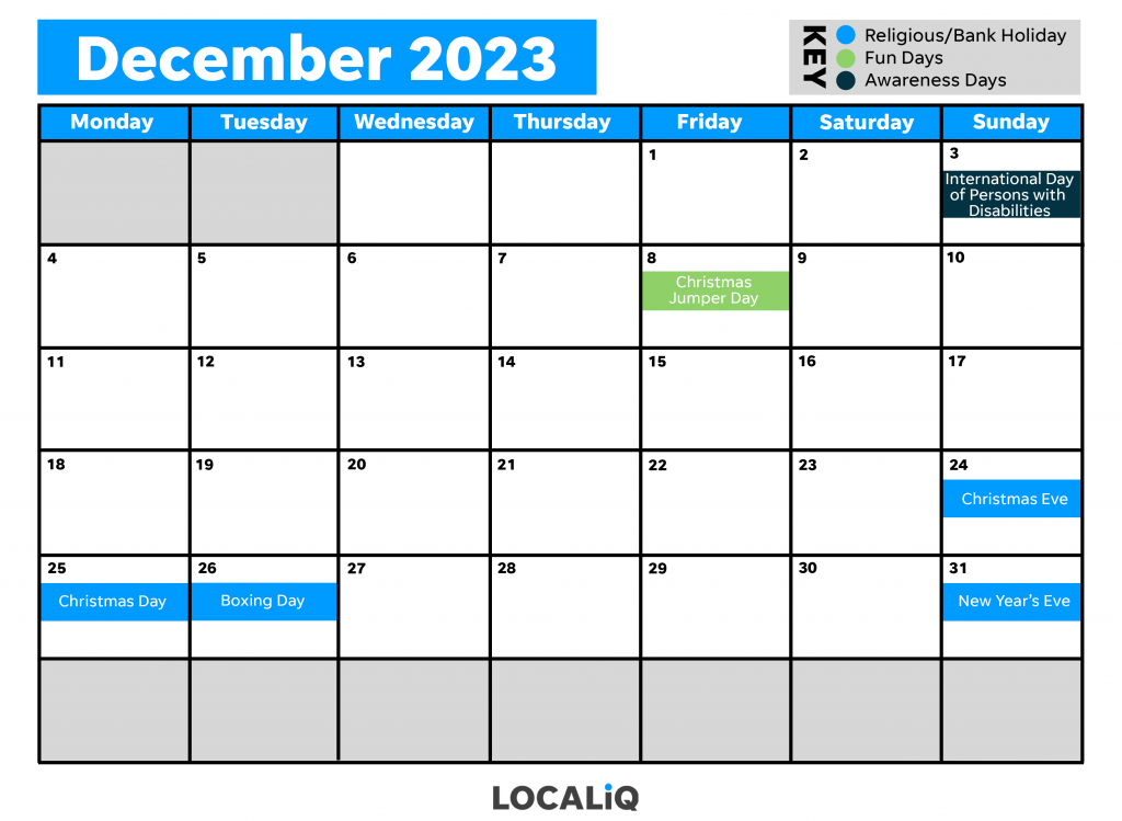 December social media calendar
