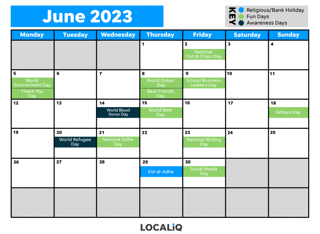 June social media calendar