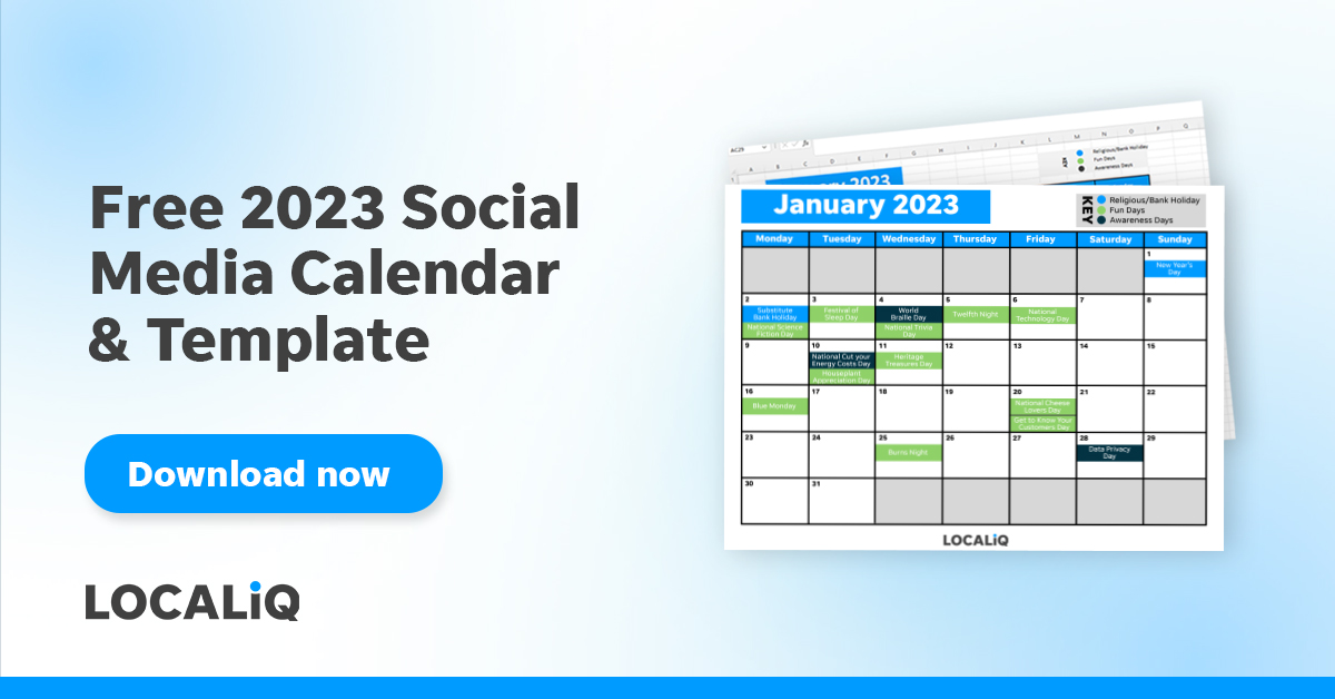 Free 2023 Social Media Calendar Template LOCALiQ