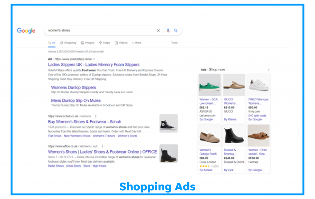 Example of a Google shopping advert