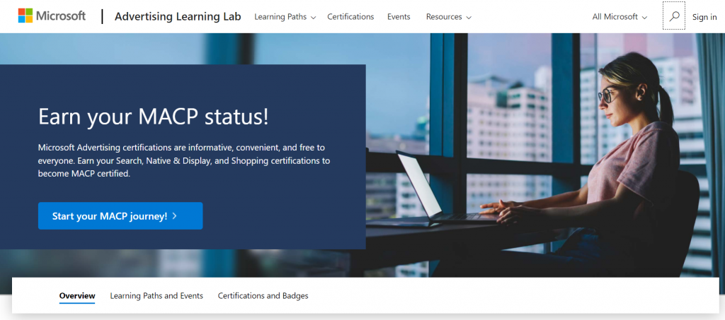 Microsoft ads learning lab website