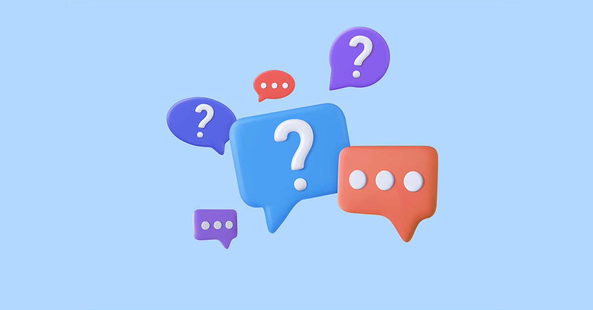 drawing of speech bubbles with questions in