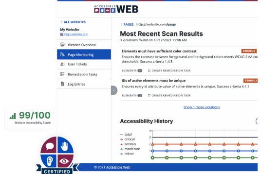 A screen shot of Accessiblewebs accessibility checker