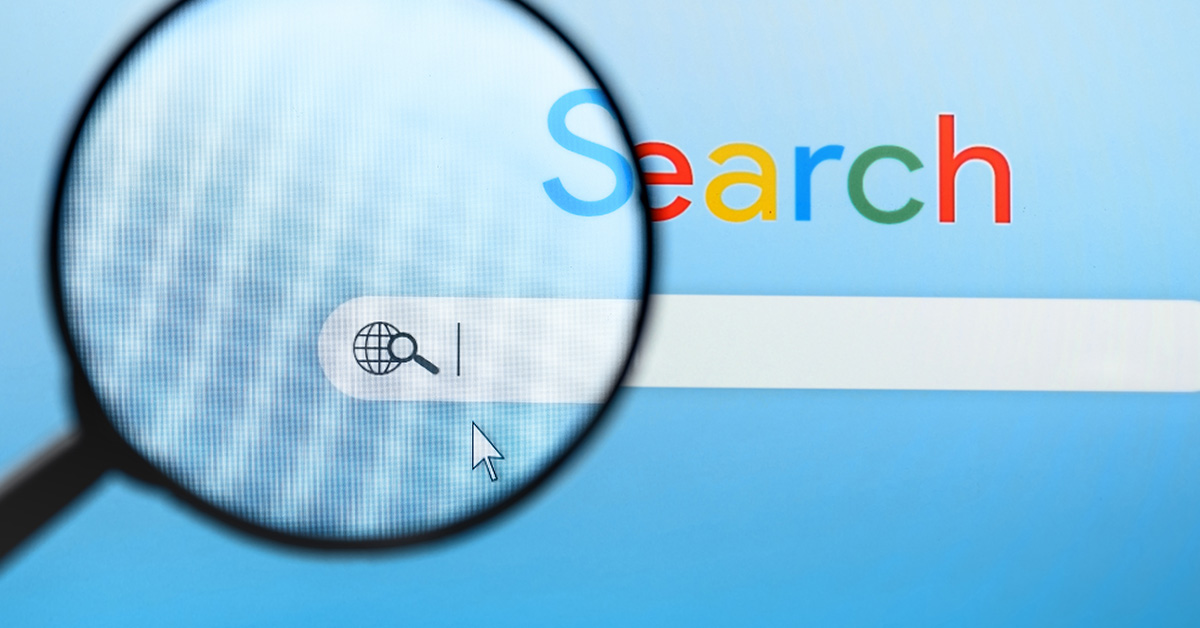 A search bar and a magnifying glass