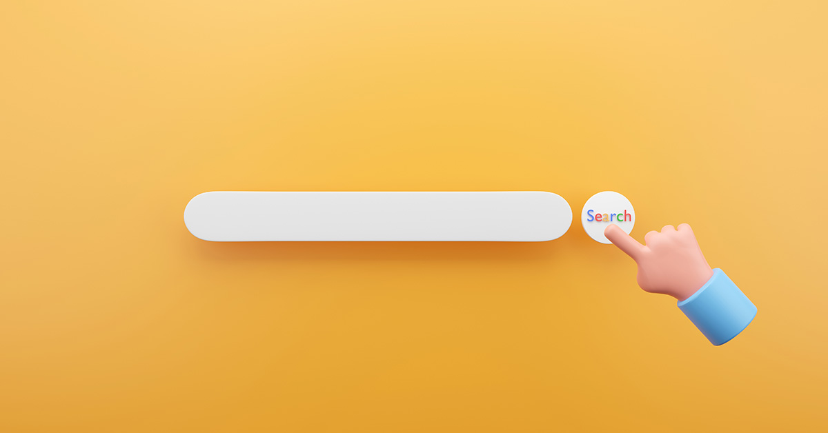 A search bar against a yellow background