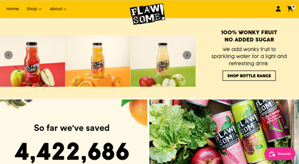 Screenshot of Flawsome drinks website