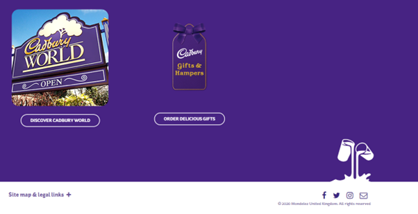 Screenshot of Cadburys website
